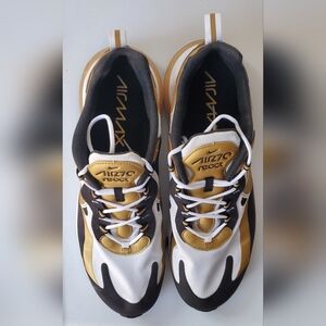 Nike Air Max 270 React | White/Metallic Gold-Black | Men's Size 13